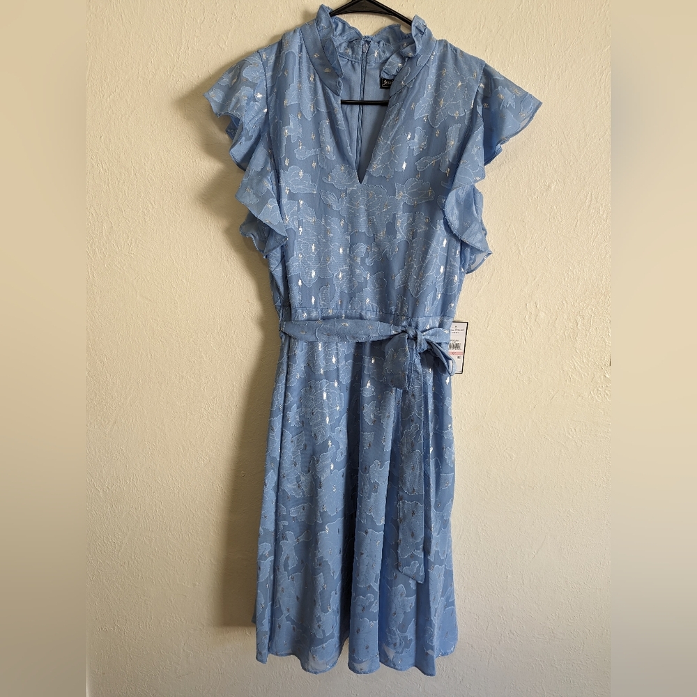 NWT Jessica Howard Women's Petite Midi Ruffle Sleeve Chiffon Dress Size 10P